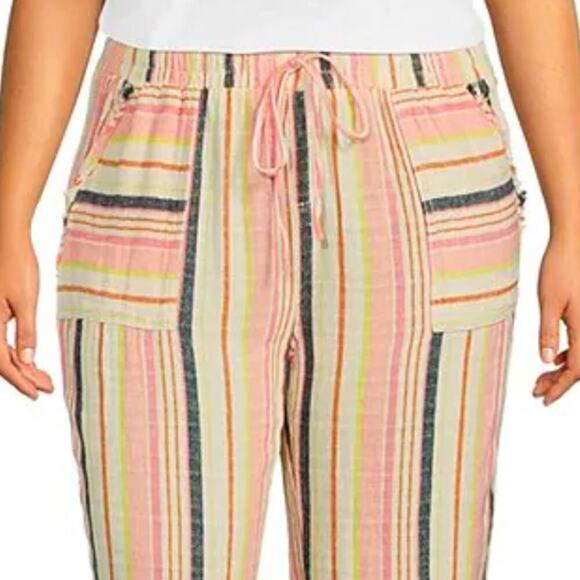 Westbound NWT Mid Rise Wide Leg Cropped Fray Hem Stripe Print Pants 3X - Picture 2 of 14